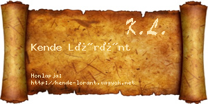 Kende Lóránt névjegykártya